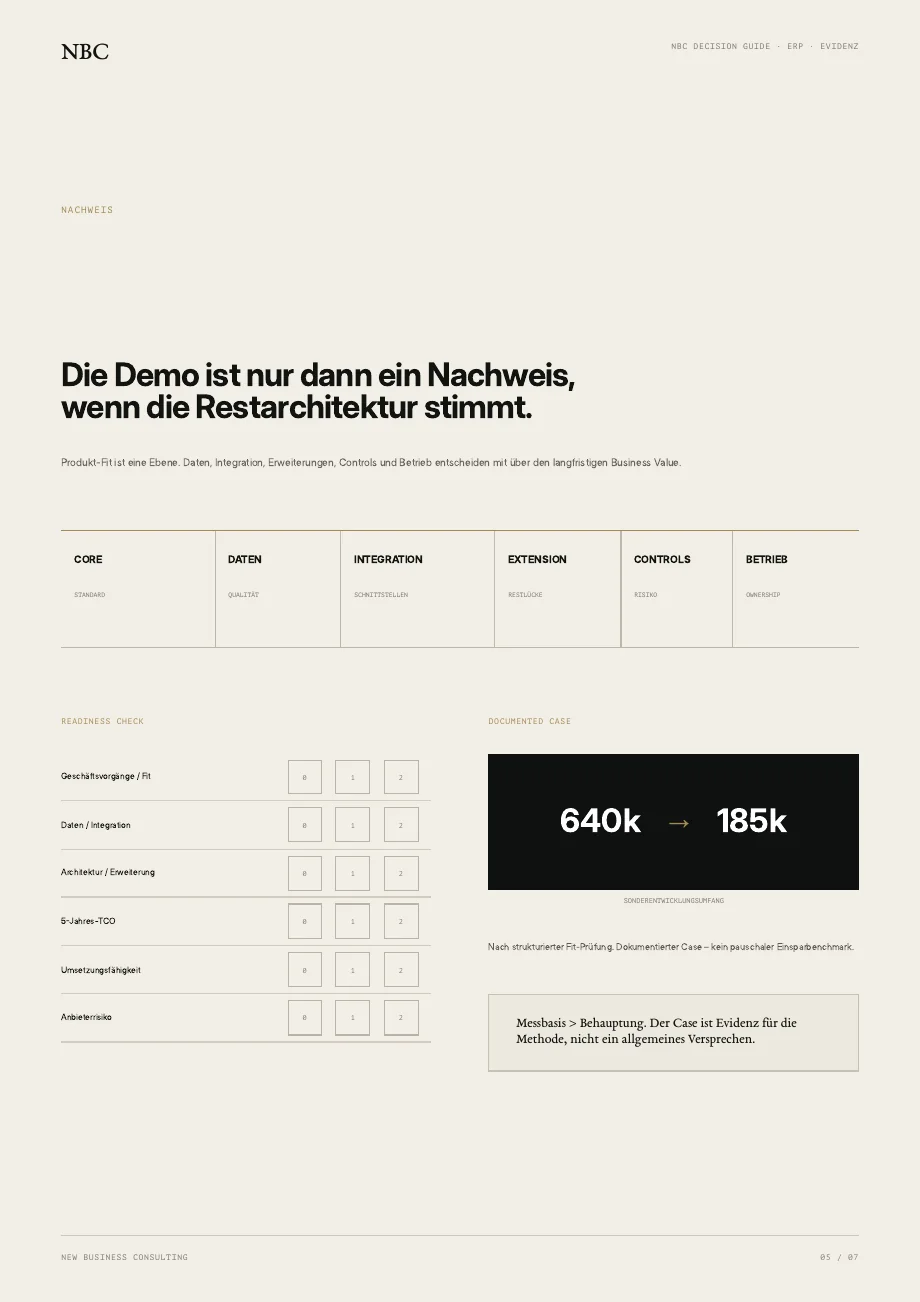 Vorschau aus dem Decision Guide · ERP: Wirtschaftlichkeit und Entscheidungsnachweis zusammenführen